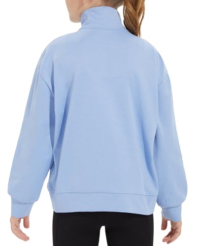 Girls Long Sleeve Collared Pullover Sweatshirt - Blue, 13-14 Years