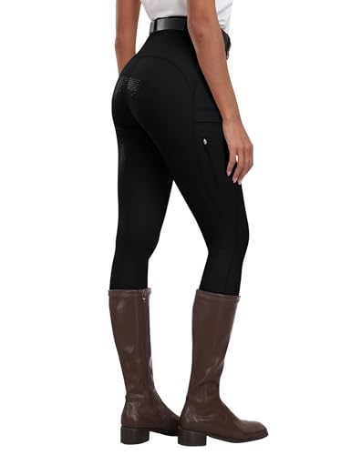 Women's Silicone Full Seat Riding Tights with Zipper Pockets - Medium/Black
