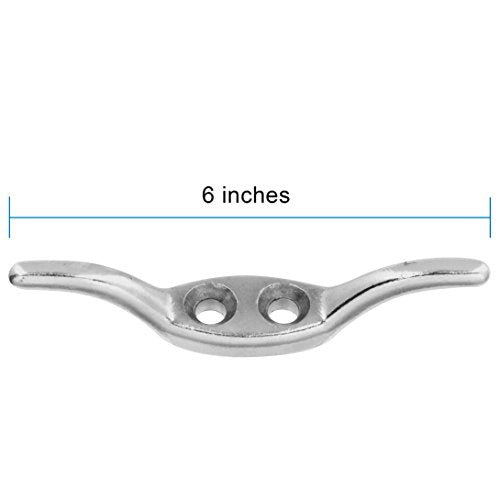 Rope Cleat - Nickel Finish, 6 Inch, 30 lbs Safe Working Load
