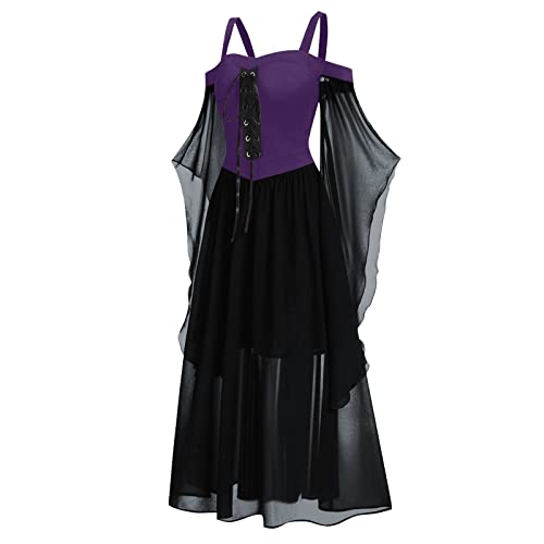 Gothic Off Shoulder Lace Trumpet Sleeve Dress - Black Vintage