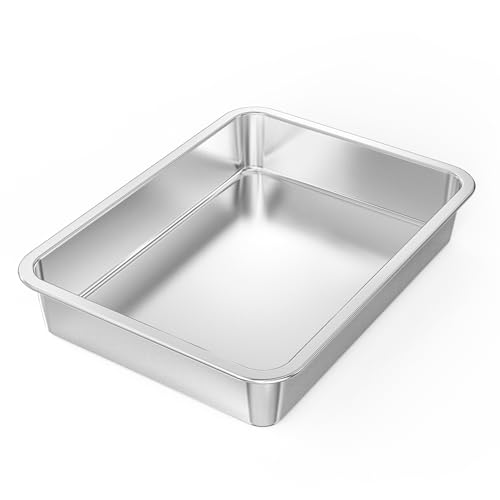 Onlyfire 15.5x11.6x2.7in Stainless Steel Deep Baking Pan – Oven & Stovetop Safe