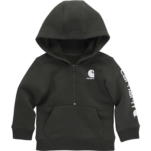 Carhartt Kid's CA6273 Dark Olive Green Long-Sleeve Half-Zip Sweatshirt - Boys 3T