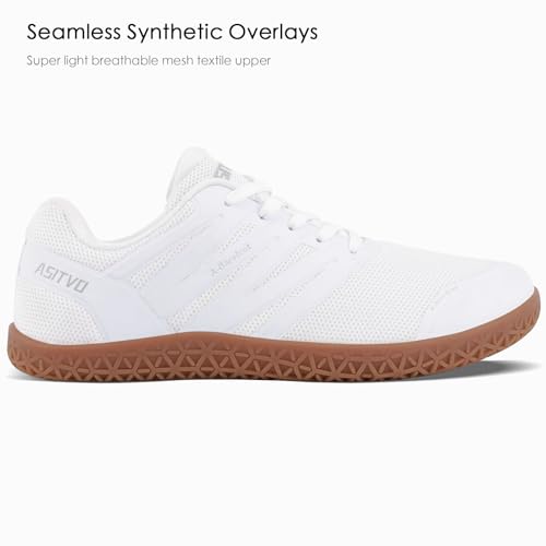 ASITVO Wide Men's Barefoot Zero Drop Sole Minimalist Sneakers Walking Shoes - White Oxford, 10 Wide