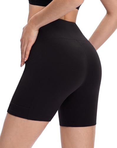 OVESPORT 2 Pack High Waisted Biker Shorts for Women - Black, XL/XXL