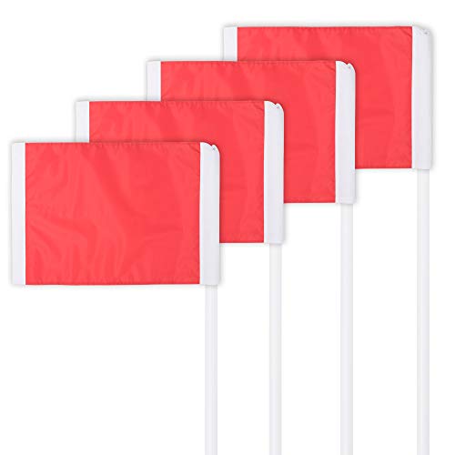 Soccer Corner Flags Set of 4 - 60" Poles with Red Rectangle Flags