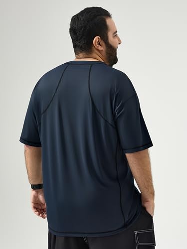 Arcweg Men's Big & Tall Navy Blue UPF 50+ Sun Protection Rash Guard T-Shirt XL-6XL