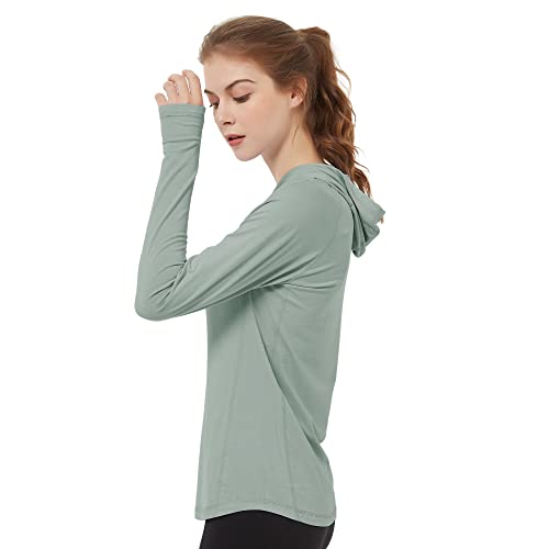Women's Sage Large Bamboo Viscose Hoodie with UPF 50+ Sun Protection
