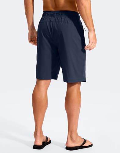 G Gradual 9" Inseam Swim Trunks Navy - Quick Dry Board Shorts with Zipper Pockets (No Liner) - Men
