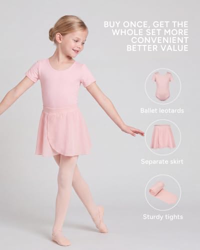 Stelle Girls Ballet Leotard Set with Skirt and Footed Tights, 6-7 Years, Pink