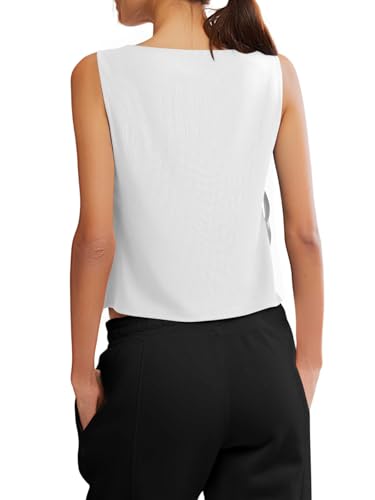 Women's Sleeveless Workout Crop Tank Top - White, Small