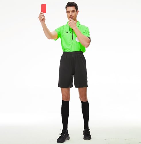 Soccer Referee Kit - Pro Jersey, Shorts, Socks & Whistle - Green, X-Large