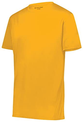 Holloway Boys Momentum Crew Neck T-Shirt XL Gold Moisture-Wicking UV Protection