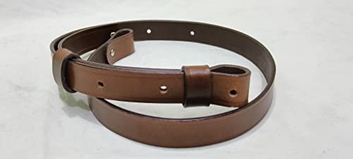 Brown Leather Rifle Sling - 1" Wide Adjustable Gun Strap