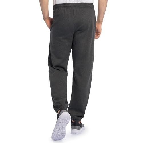 Fruit of the Loom Eversoft Fleece Sweatpants Large Black Heather Relaxed Fit Pockets