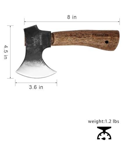 WICING 8-Inch Small Hand Axe with Beech Wood Handle & Leather Sheath