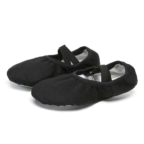Danzcue Women's Ballet Shoes Black Size 5 - Soft Canvas & PU Leather Slippers