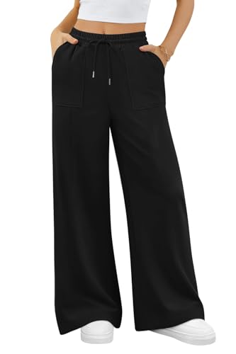 ALIMASHA Wide Leg Cotton Lounge Sweatpants Women Large Black Travel Pants