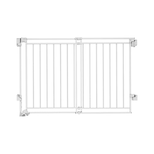Baby Gate for Stairs Doorways & Kitchen, 26.4"-43" W x 29" H, No Bottom Bar Dog Gate, One-Handed Auto-Close, Hardware Mount Safety Gate for Dogs & Toddlers, White