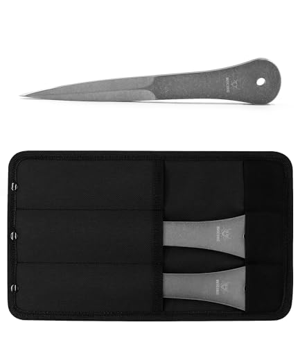 WICING 9.5 Inch Throwing Spikes Set of 3 - Full Tang Steel with Nylon Sheaths