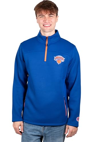 Men's NBA Official Super Soft Quarter Zip Sweatshirt with Zipper Pockets - New York Knicks XX-Large Team Color