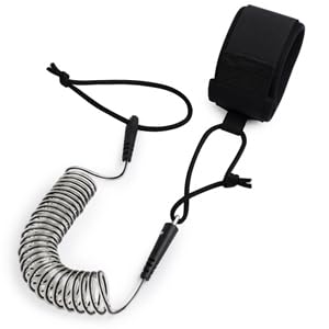 10ft Coiled Paddle Board Leash - Black Clear Core Lite