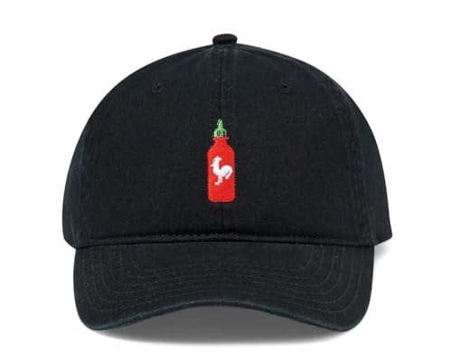 Seven Times Six Sriracha Bottle Hat for Men Adjustable Embroidered Cap Black
