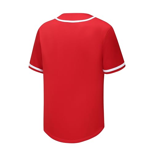 Unisex Baseball Jersey Button-Down Short Sleeve Sports Uniform Shirt