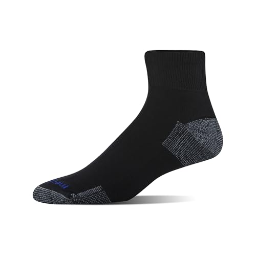 Women's Quarter Cushioned Non-Binding Socks 4-Pack - Black/Grey, Shoe Size 10-13