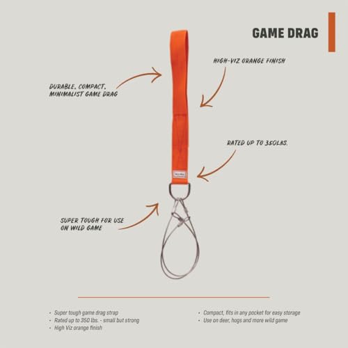 Game Drag Strap - High Visibility, Rated 350 lbs for Wild Game