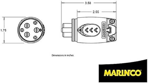 Marinco Trolling Motor Plug & Receptacle Kit - 70 Amp DC Electrical Connector, Black, 12/24/36/48V