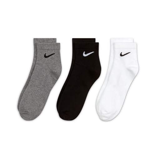 Nike Unisex Lightweight Ankle Socks 3-Pack - Multicolor, Large, Casual & Athletic