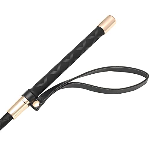 18 Inch Leather Riding Crop - Lightweight Black Whip, Style A