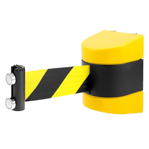 QWORK Magnetic Wall Mount Retractable Belt Barrier - Crowd Control and Safety Solution for Indoor and Outdoor Use