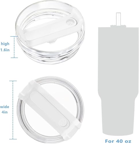 STRAMIOR 2-Pack Replacement Lid for 40 oz Stanley Quencher Tumbler White (Splash-Resistant)
