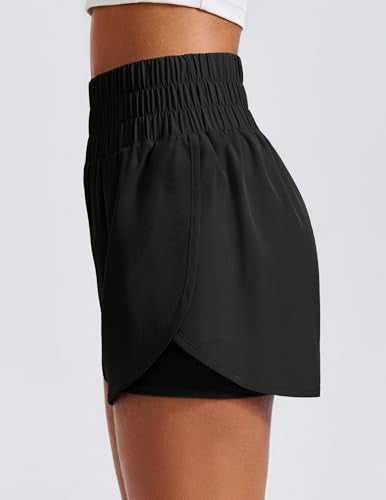 Women's 2 in 1 Running Shorts - High Split Athletic 3" Liner