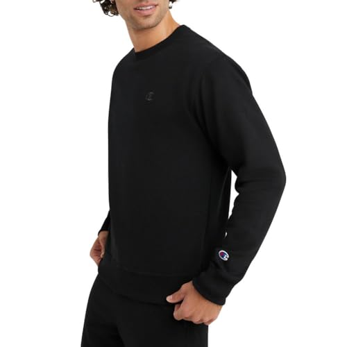 Men's Crewneck Fleece Sweatshirt - Black, Standard Fit, Large