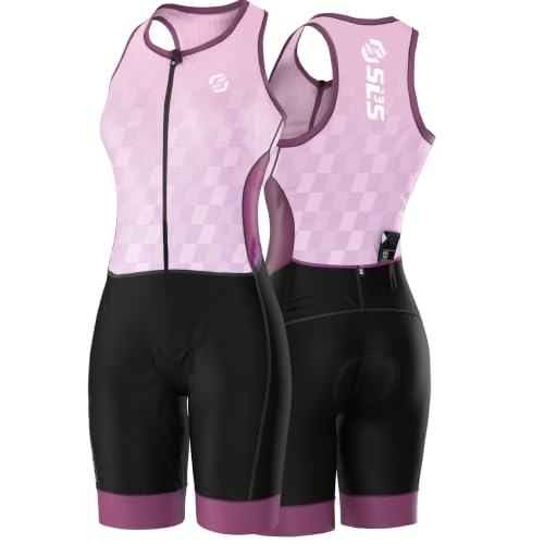 Women's Sleeveless Triathlon Suit - Quick-Dry Compression Trisuit with Pockets