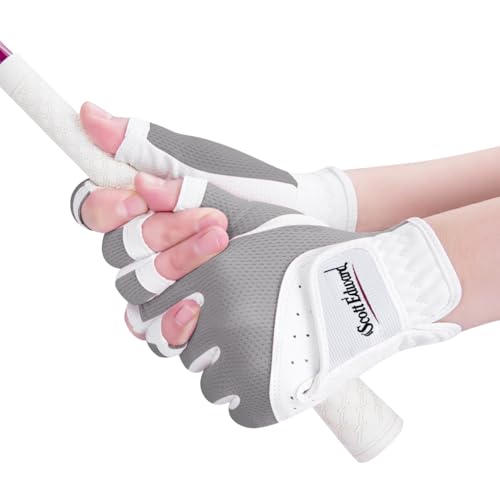 Scott Edward Women's Open-Finger Golf Gloves Left & Right Hand Grey 19-M