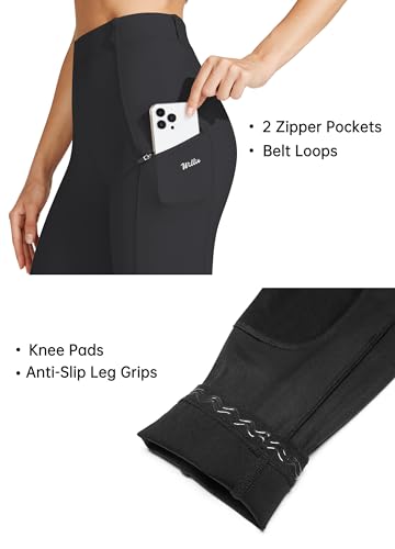 Women's Equestrian Riding Breeches - Breathable, Suede Knee Patch, Small/Black