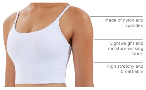 Meslong Women's White Medium Strappy Stretch Longline Sports Bra Yoga Tank Top