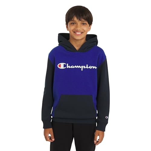 Champion Boys X-Large Bright Blue Color Block Fleece Hoodie with Kangaroo Pocket