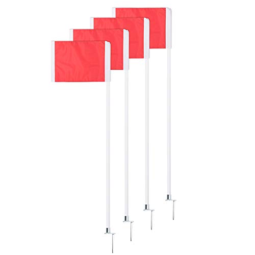 Soccer Corner Flags Set of 4 - 60" Poles with Red Rectangle Flags