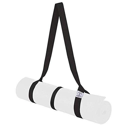 Yoga Mat Carrier Strap - Adjustable Thick Sling for Large Mats - Black