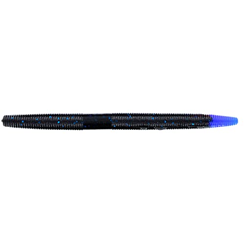 5" Soft Stick Bait - Bass Fishing Lure - 10-Pack - Black Blue Flake Blue Tip