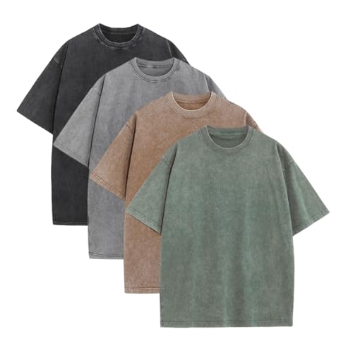 Setwell Oversized Men’s T-Shirt X-Large Army Green/Black/Grey/Camouflage – Heavyweight Cotton Tee