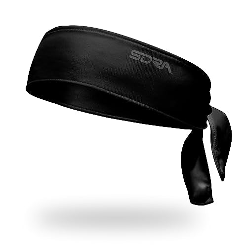 Moisture-Wicking Tie Headband - Black Sweatband for Sports