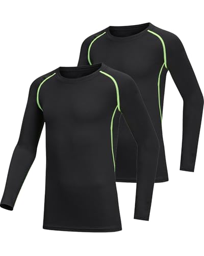 Youth Boys & Girls Long Sleeve Compression Shirts - Small Green Line