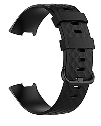 Silicone Replacement Bands for Fitbit Charge 4/3 - Black, Large