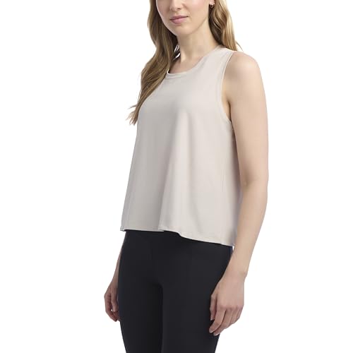 Jockey Women's 2-Pack Crew Neck Muscle Tank Tops - Light Taupe & Ponderosa Pine Heather, Medium