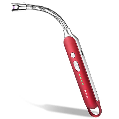 Electric Rechargeable Arc Lighter with LED Display - Red